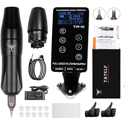 TATELF Tattoo Kit Professional Rotary Tattoo Machines Pen with 2 Motors Tattoo Cartridges Dual Touch Screen LCD Power Supply for Beginners and Tattoo Artists Cover