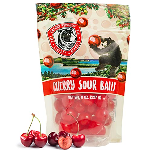 Cherry Republic Cherry Sour Balls - Resealable Pack Sweet & Sour Chewy Candy - Single 8 oz. Bag