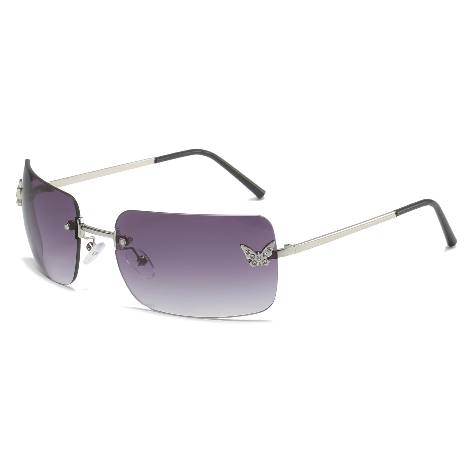 YUELUQU Trendy Rimless Sunglasses Mens Womens Rectangle Y2K sunglasses Vintage Shades