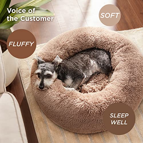 Bedsure Calming Dog Bed For Small Dogs - Donut Washable Small Pet Bed, 23 Inches Anti Anxiety Round Fluffy Plush Faux Fur Large Cat Bed, Fits Up To 25 Lbs Pets, Camel #TOP3