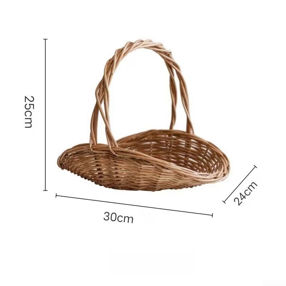Cesto portaoggetti in rattan intrecciato a mano, grande, 45 x 23 x 16 cm, per soggiorno, giocattoli, coperte (grande)