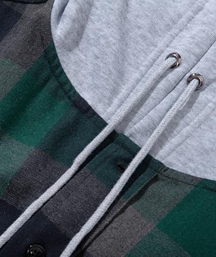 Image of SCODI Mens Flannel Hoodie Shirt Casual Button Down Plaid Long Sleeve Shirts