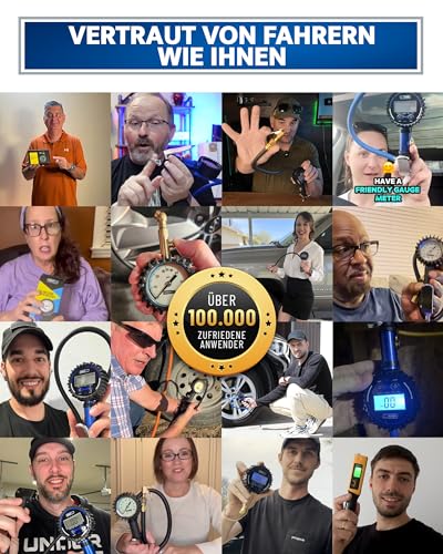 GERCHWAY Reifenfüller mit Manometer – Präziser Druckluft Reifendruckprüfer 10bar für Kompressor