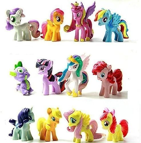 Top Valu 12pcs My Little Miss Pony Colorful Cupcake Cake Topper PVC Action Figures Kids Girl Toy Dolls Decoration Birthday Function Party Cake Kitchen Dish Plate Table Decoration Figure by Top Valu