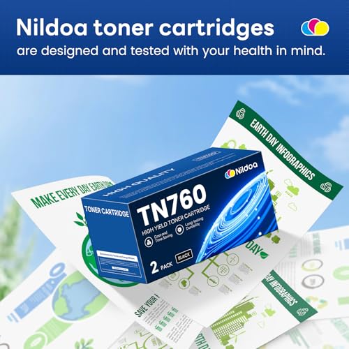 Image of TN760 TN-760 Toner Cartridge High Yield Black Replacement for Brother TN760 TN-760 MFCL2750DW HLL2390DW MFCL2710DW HL-L2350DW Printer Ink, TN7602PK