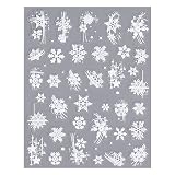Tainrunse Calcomanías autoadhesivas para uñas, diseño de copo de nieve en 3D, para invierno, manicura A