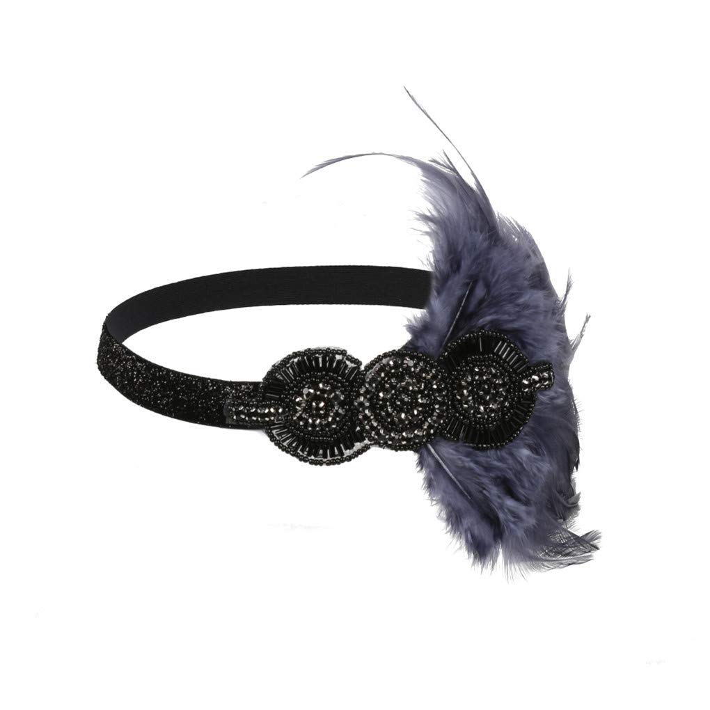Art Deco 1920s Accessories Flapper Headband 20s Feather Headpiece Gatsby Costume Peacock Hair Accessories