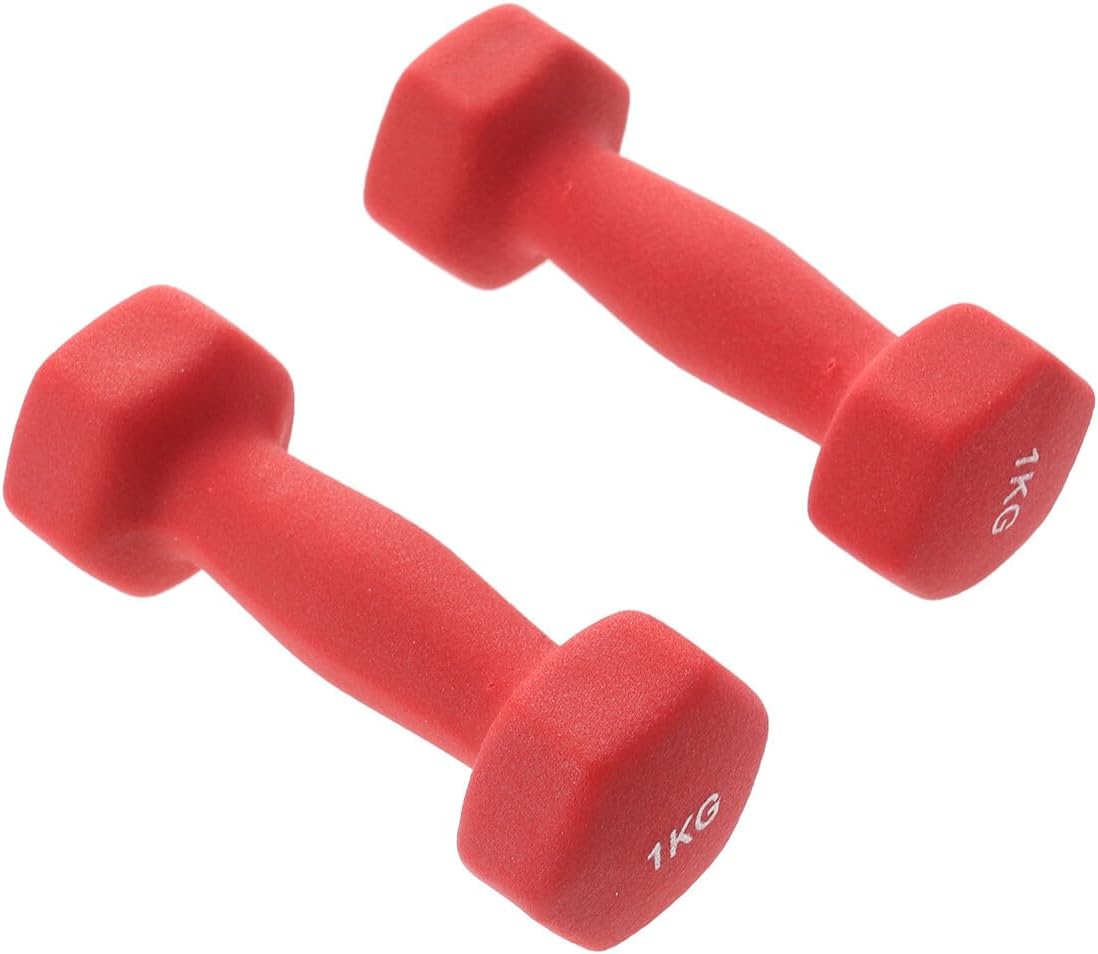 Women Exercise Dumbbells with Ergonomic Non-slip Neoprene Coating Hexagonal Hand Barbells for Yoga Fitness Workout at Home for Arm Waist Hip and Leg Training Red