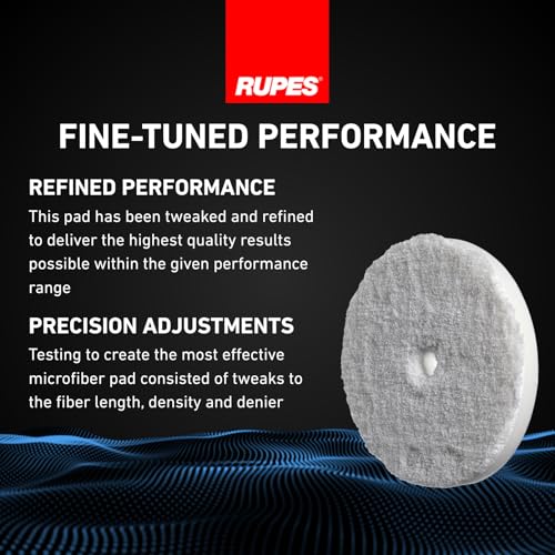 Image of RUPES 9.MF130S Pack of 6 White D-A Ultra-Fine Microfiber Polishing Pads 130mm | Compatible with 5 inch Backing Plate | Enhances Final Finish & Gloss | Removes Moderate Defects