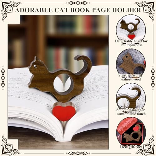 Support de page en noyer en forme de chat pour lecture confortable - 2