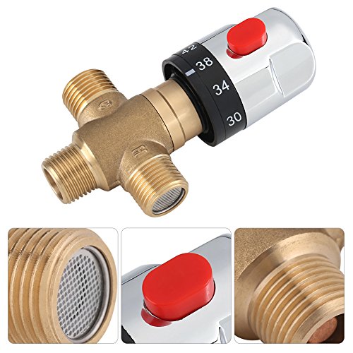 Yosoo Brass Thermostatic Mixing Valve 15 mm Sensitive Temperature Pipe Basin Thermostatic Mixing Valve for Bathroom Washroom Kitchen Wash 1/2" - Image 4