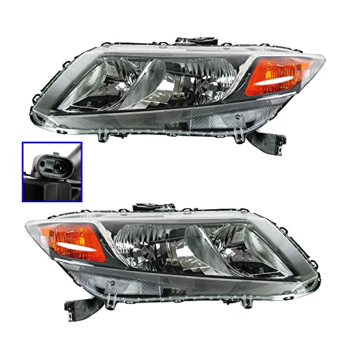 Image of TRQ Headlight Assembly Set HO2502144 HO2503144 Compatible with 2012 Honda Civic