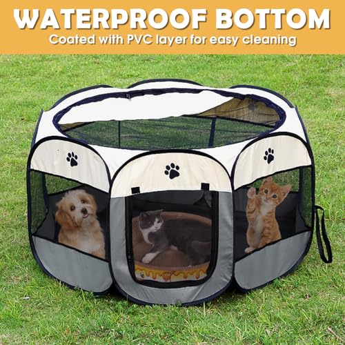 Welpenauslauf Faltbare Hundebox für Zuhause Welpenlaufstall 74x74x43cm Katzengehege für Drinnen Outdoor Hundekäfig Hundezelt Freilaufgehege Kaninchen Laufstall Katze Hund Katzen Zelt Kleintiergehege