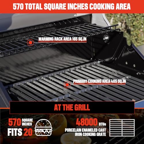 Image of Monument Grills Mesa Series, 3+1 Outdoor Barbecue Stainless Steel Propane Gas Grill, 3 Burners & 1 Side Burner 48,000 BTU Patio Garden Grill with Knob Controls, Mesa325, Black