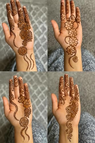 Image of Mehendi Stencil Stickers (Pack of 2) Bridal Mehendi Stencils Heena Mehandi Sticker for Festivals Functions Girls Women (sku 3)