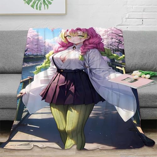 UPRSTUVWX Demon Slayer Manta Microfibra Manta Impresa 3D Kimetsu No Yaiba Cubierta De Cama Suave Acogedora Y Cálida Mullida Multiusos para Niños Adultos，para Adultos Y Niños 80x90inch(200x230cm)