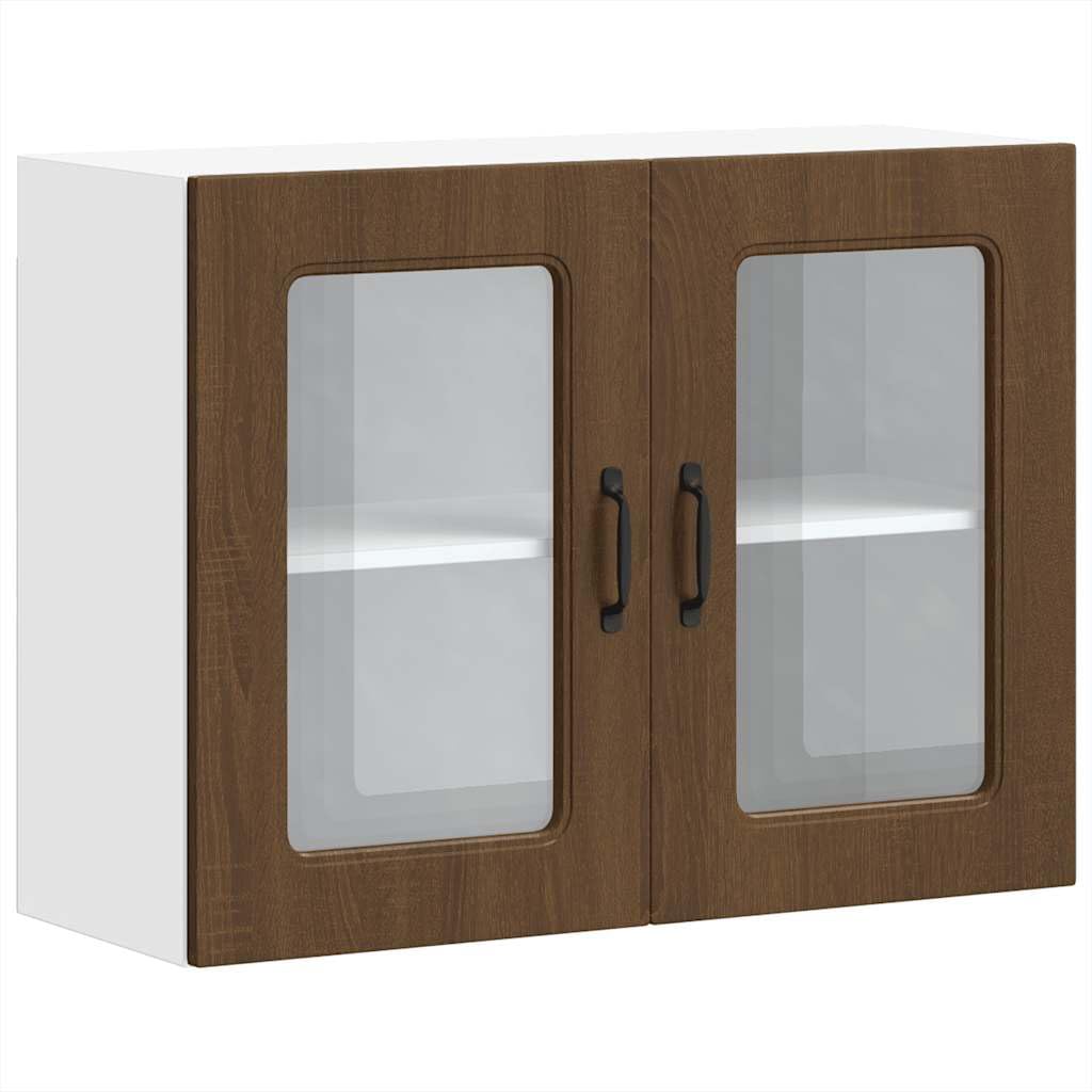vidaXL Kitchen Wall Cabinet with Glass Door Kalmar Brown Oak Engineered Wood, kitchen wall unit, cabinet for kitchen wall, kitchen cabinet on wall