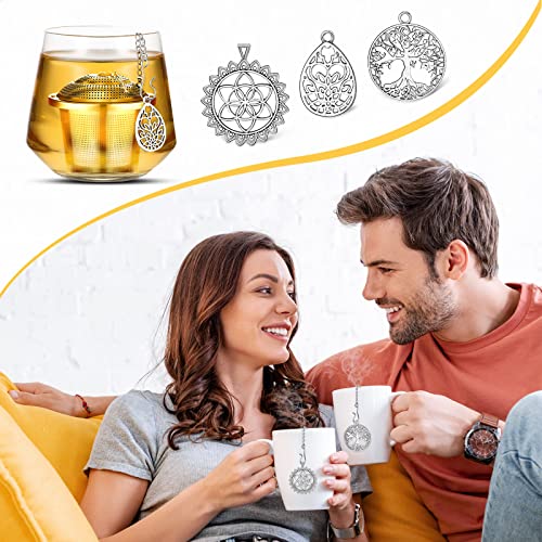 Tea Infusers For Loose Tea 3 Sets Loose Leaf Tea Steeper Tea Strainer Stainless Steel Tea Ball For Loose Tea Holder Tea Mesh Strainer Tea Filters With Drip Trays And Pendant (Plant Style) #TOP5