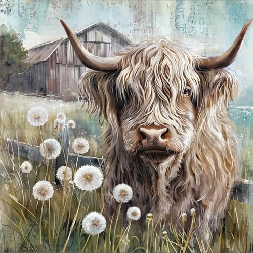 Diamond Art Kits for Adults,Highland cow Diamond Painting Kits 12x12in