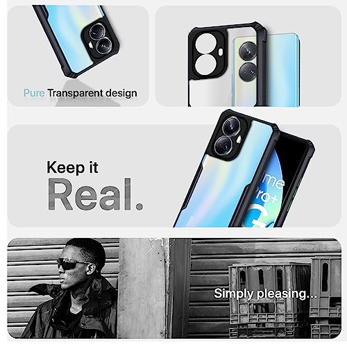 Image of Outlouders Back Cover for Realme 10 Pro Plus 5G | Ultra Hybrid Transparent | Full Camera Protection | Raised Edge | Crystal Clear Bumper Case(Black)