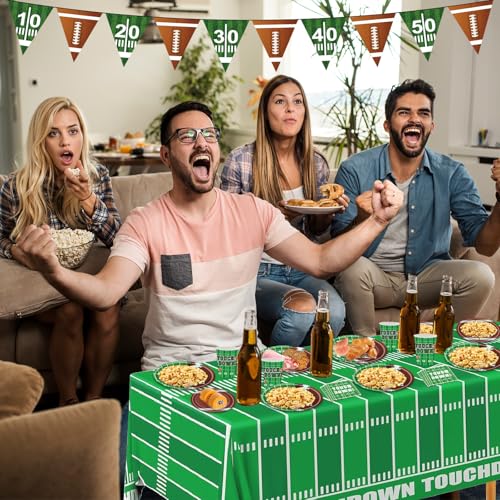 Football Party Decorations 98Pcs Football Birthday Party Suppiles Set Include Plates and Tablecloth Sport Theme Party Favors Kit - Image 3