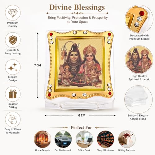 Image of Lord Shiv Parivar Shiva Parvati, Ganesh Idol for Car Dashboard Home & Office Showpiece Gifts Decor