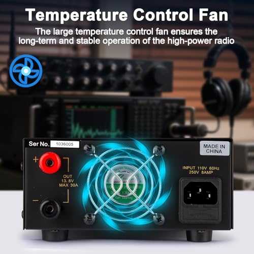 Image of 13.8V 30A DC Power Supply for Ham Radio,Regulated Bench Power Supply with Noise Offset,Analog Lab AC to DC Switching Converter,Cigarette Plug Socket,Powering CB VHF UHF HAM Amateur Radio