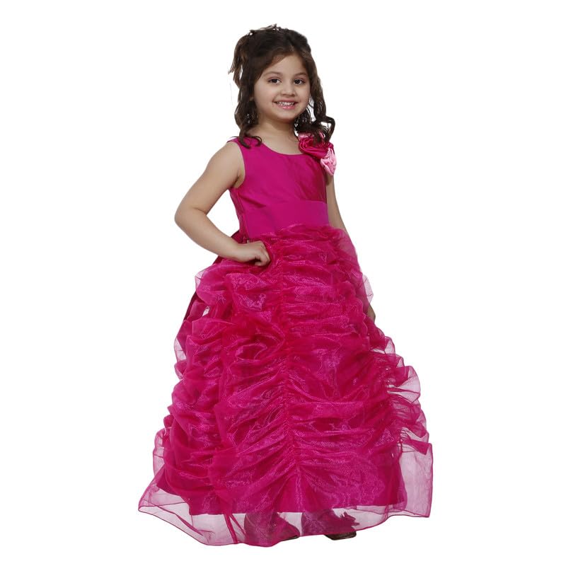 Image of Ripening Pink Net Round Neck Sleeveless Maxi Dress