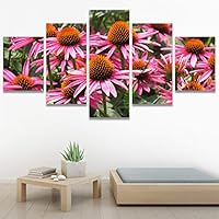 SIGNWIN 5 Panel Canvas Wall Art Modern Art Bouquet Colorful Cool Floral Group Multicolor Photography Realism Romantics for Home Decorations Ready to Hang - 60
