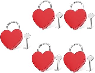 BESTOYARD 5pcs Heart Lock Small Storage Cabinet Heart Shaped Jewelry Box Antique Keys Mini Locks with Keys Mini Antique Padlock Heart Shaped Lock and Key Zinc Alloy Red Backpack Locks Bridge
