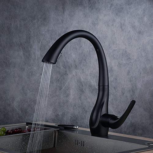Robinet de cuisine moderne noir à tirer vers le bas pour évier - 4