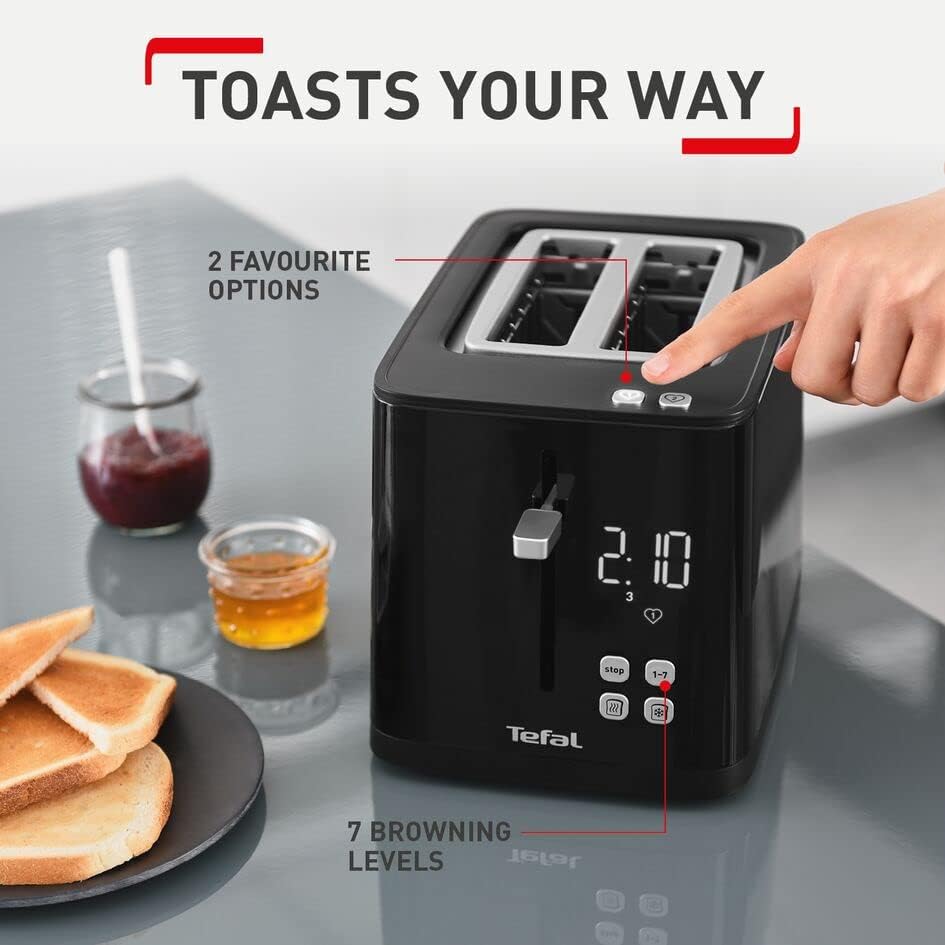 Tefal Smartn Light TT640840 2 Slice Digital Toaster, Black
