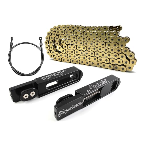 Verlängerte Schwinge + Bremsschlauch mit 530er Serie Kettensatz für Suzuki Hayabusa GSX1300R GSXR 1300 1999-2007 Gen 1 Zubehör Erweiterungsset Schwinge Verlängerung bis 90-185 mm 2000 2001 2002 03 04