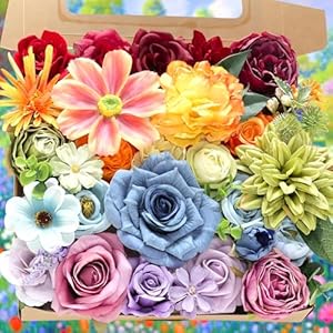 Astryas fake artificial flowers combo faux silk colorful flowers for spring summer diy wedding bridal bouquet centerpieces arrangements party bridal baby shower home decorations multicolor  urban country home decor