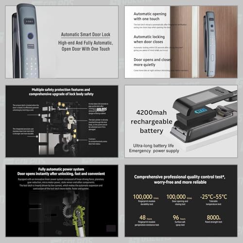 Image of Golens X58 Smart Door Lock with 3D Face Recognition Fingerprint, Mobile App Password, IC Card, Mechanical Key LCD Display Photo Recording & HD Camera Advanced Smart Lock