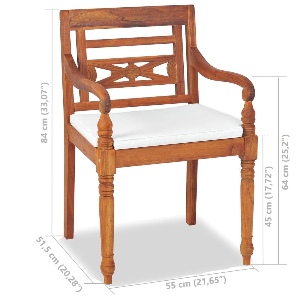 Set di mobili da giardino in teak, 4 pezzi, panca 2 sedie da caffè | Legno massiccio resistente, cuscini rimovibili spessi, finitura a olio, facile da pulire