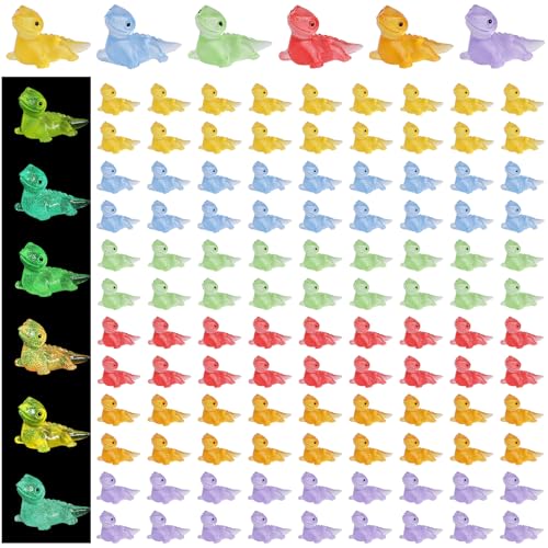 WEWAYSMILE 120pcs Luminous Mini Resin Animals, Tiny Resin Animals Glow in The Dark, Mini Panda Resin Animals