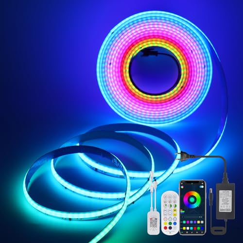 12V WS2811 COB RGB Bande Lumineuse LED, 576leds/M 3PIN Led Ruban Multicolore avec Wifi Musique 24 touches IR Contrôleur couleur LED Néon pour la Décoration Publicitaire de Bricolage.