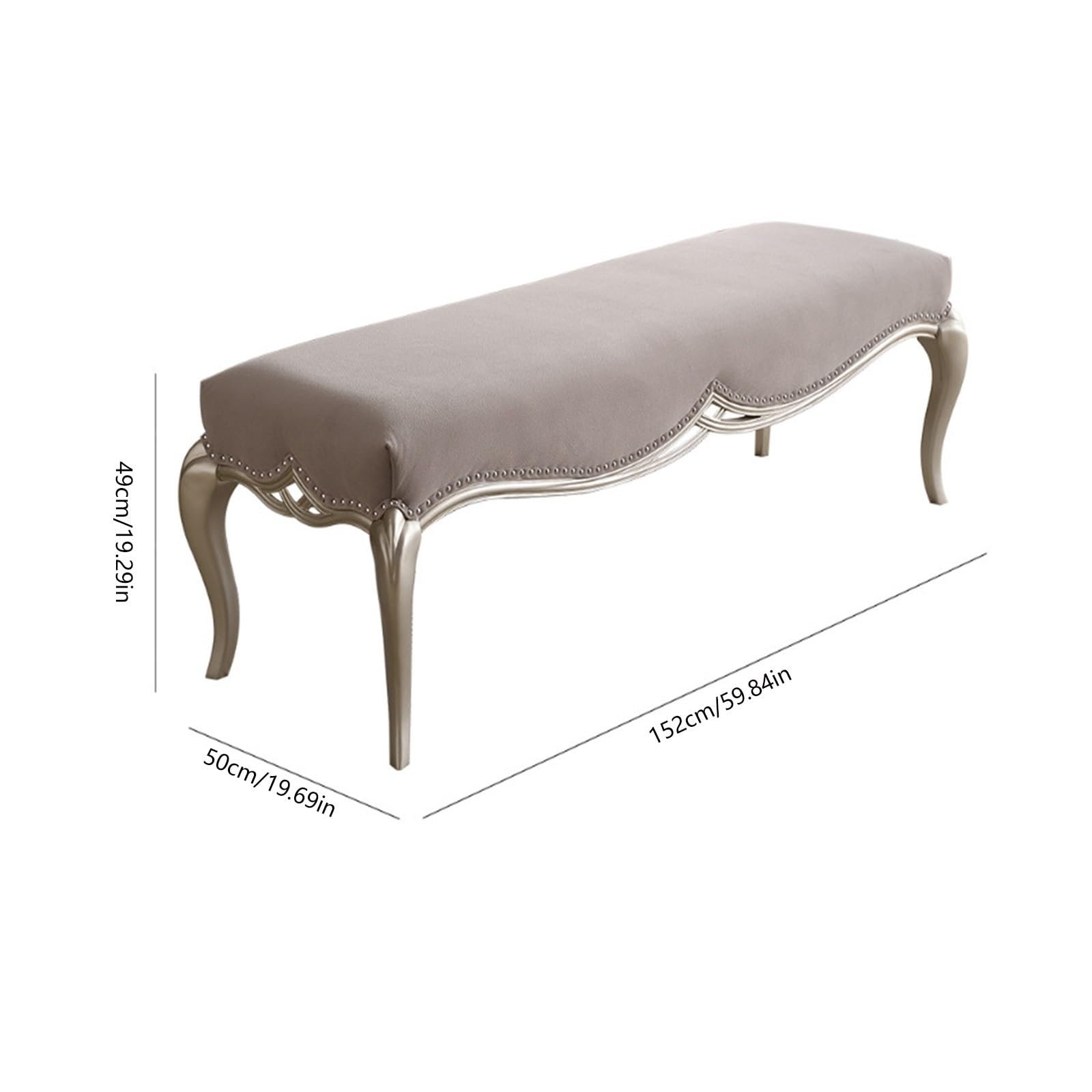 RENEESME Foot Stool for Bed Bedroom End Bench, Upholstered Entry Bench, Kitchen, Living Room Dining Room Bench with Upholstered Seat, Fabric Solid Wood Indoor Bench Bed Step Stools for High Beds