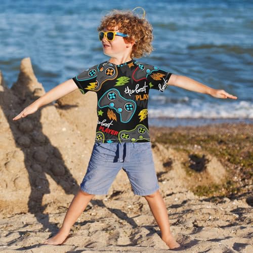 Aflyko Fun Kid Rashguard Shirt Joystick Video Game Controller Player Boys Girls Swimsuit Top4