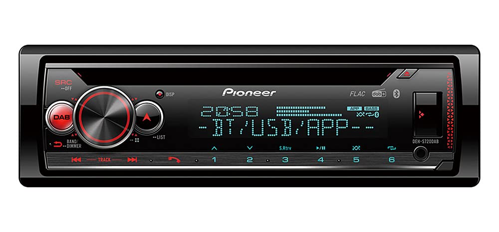 MEDIADOX 1DIN Autoradio, CD-Tuner mit FM und DAB+, Bluetooth, MP3, USB und AUX-Eingang, RGB – Beleuchtung, Freisprecheinrichtung, Smart Sync App, Spotify inkl. DAB+ Antenne von Pioneer (DEH-S720DAB)