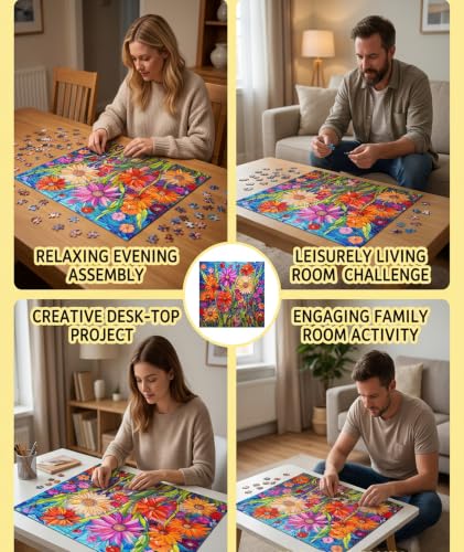Image of Puzzle for Adults, Jigsaw Puzzle for Adults 1000 Pieces, Colourful Flower Design for Home Activities, Paper Quality Craftsmanship