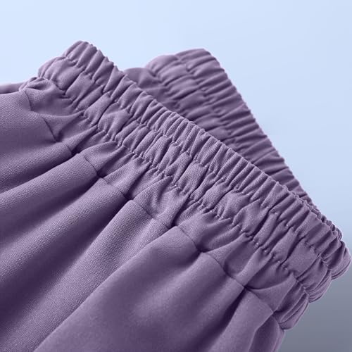 Moonker Boys Nylon 3/4 Cargo Pants for Girls Straight Wide Leg Elastic High Waist Trousers Solid Color Youth2