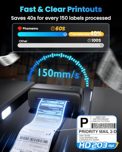 Image of Phomemo Shipping Label Printer- 4x6 Bluetooth Thermal Address Label Printer for Small Business,Barcode Compatible with iPhone,Android,Windows,Mac,Chromebook,for Shopify USPS-Black