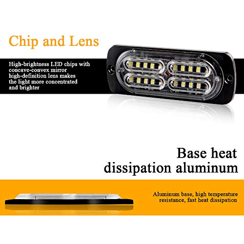 Teguangmei 12-24V 20-LED Super Bright Emergency Strobe Warning Caution Hazard Construction Waterproof Flashing Strobe LED Light Bar Surface Mount for Car Truck SUV Van (White) - Image 4