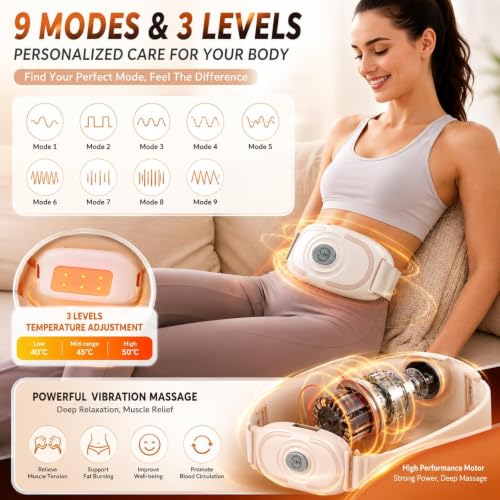 Image of Dangfly Electric Abdominal Waist Massager Belt with Adjustable Strap, Portable Body Massager for Waist and Abdomen Relaxation, Easy to Use at Home