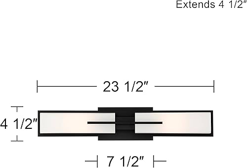 Miniatura 4 de Possini Euro Design Midtown - Juego de 2 luces de pared modernas de metal negro con cable de 4 12 pulgadas, pantalla rectangular de vidrio blanco