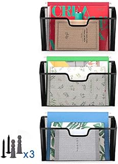 Simple Trending 3 Pockets Office Mesh Wall Mount Hanging File Holder Organizer,Black