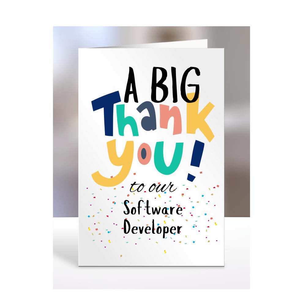 A big thank you our Software Developer, Card for Men, Women, Presents for Christmas, Female, Male, Him, Her, Thankyou, Greetings cards, A5-263c_175