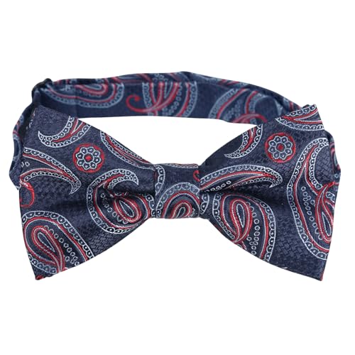 Image of Alizeal Mens 4pcs Vintage Paisley Bow Tie Set | Pre-tied Pocket Square Cufflinks Boutonniere for Wedding Everyday Use